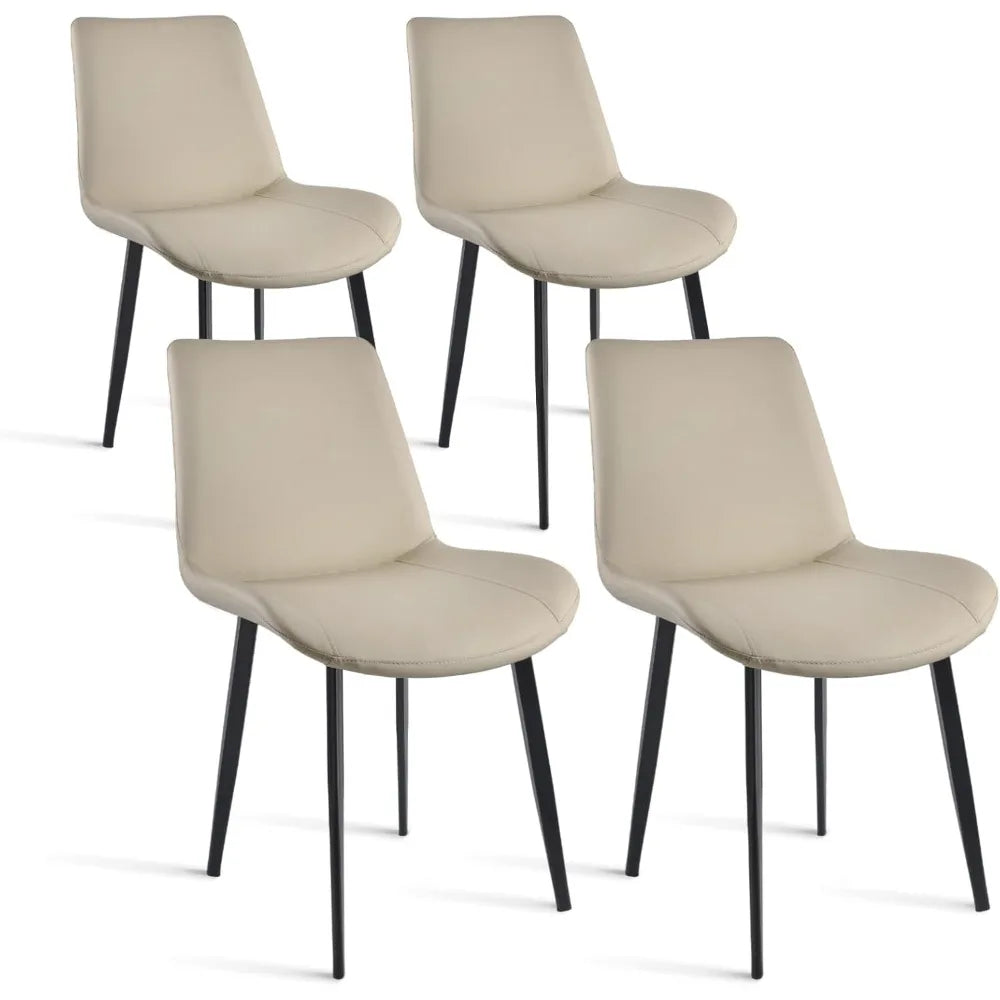 HUANZHUANG Modern PU Leather Dining Chairs With Metal Legs