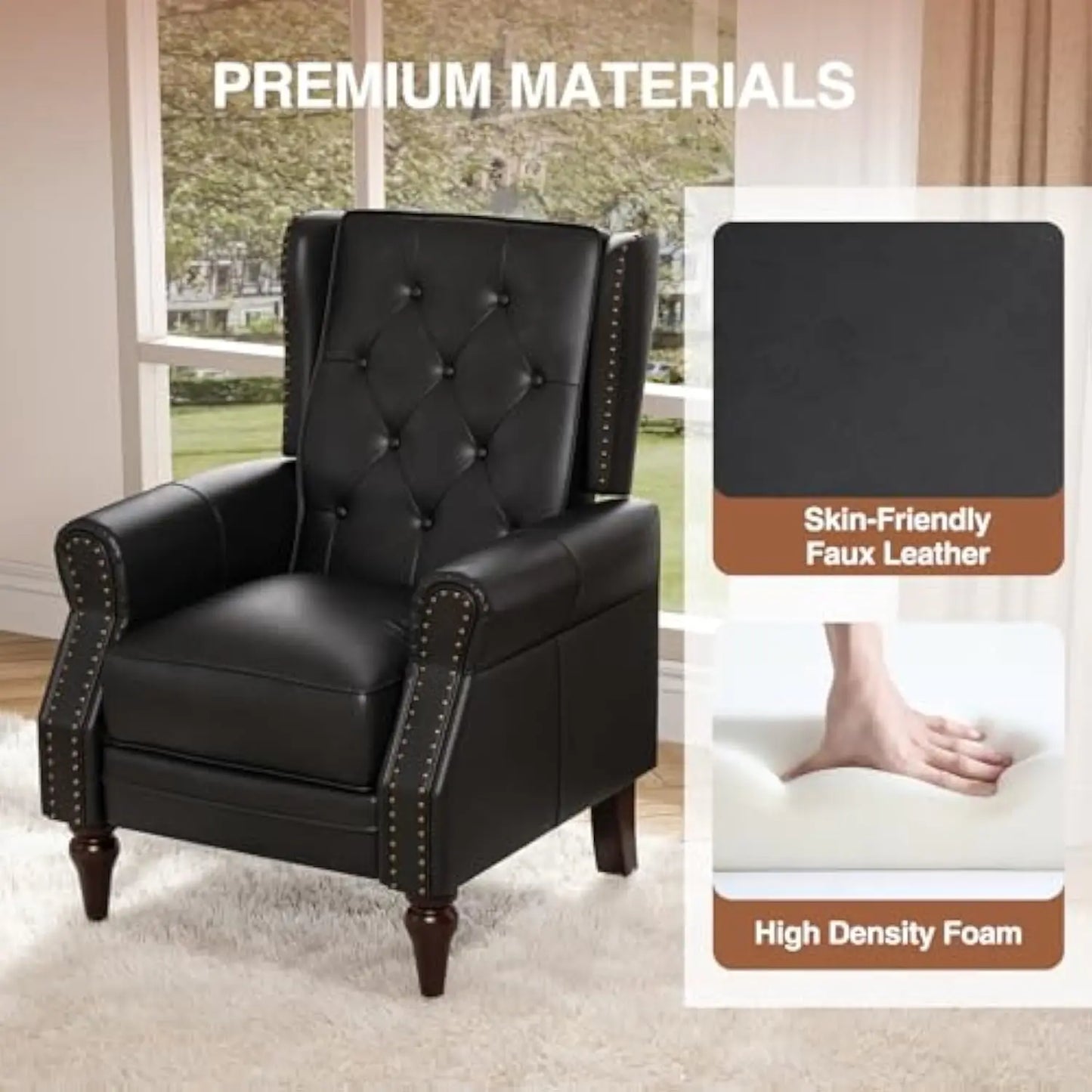 Mid Century Modern PU Leather Accent Chairs Set of 2