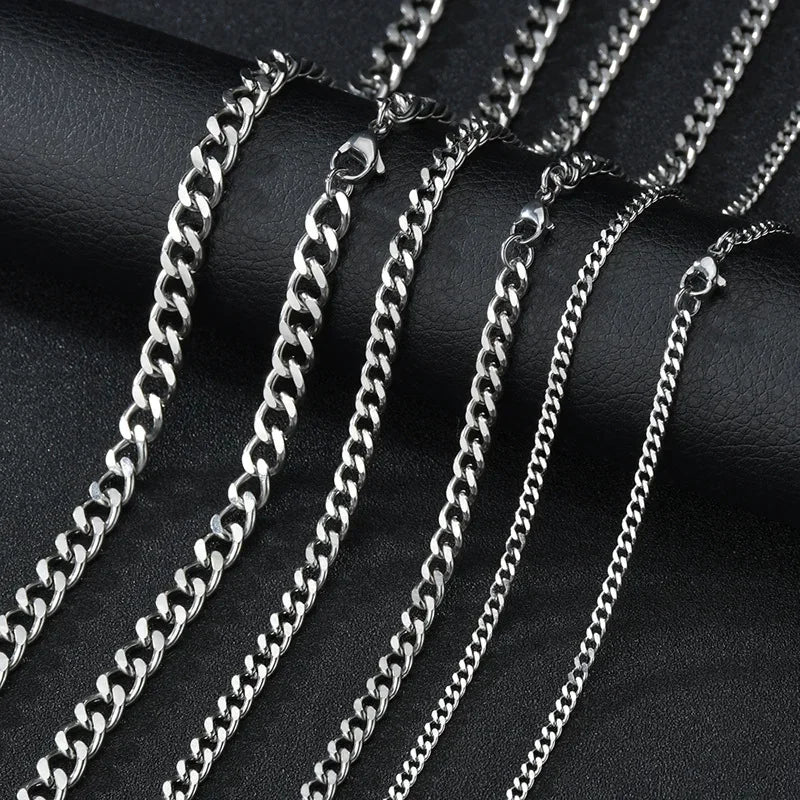 Fomalhaut Stainless Steel Curb Cuban Necklace Unisex