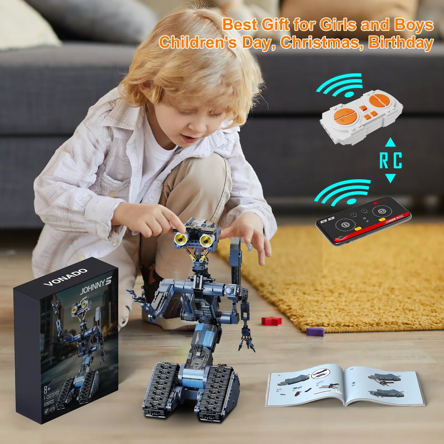 BuildMoc Johnnys Five Robot Building Blocks Set Military Toy