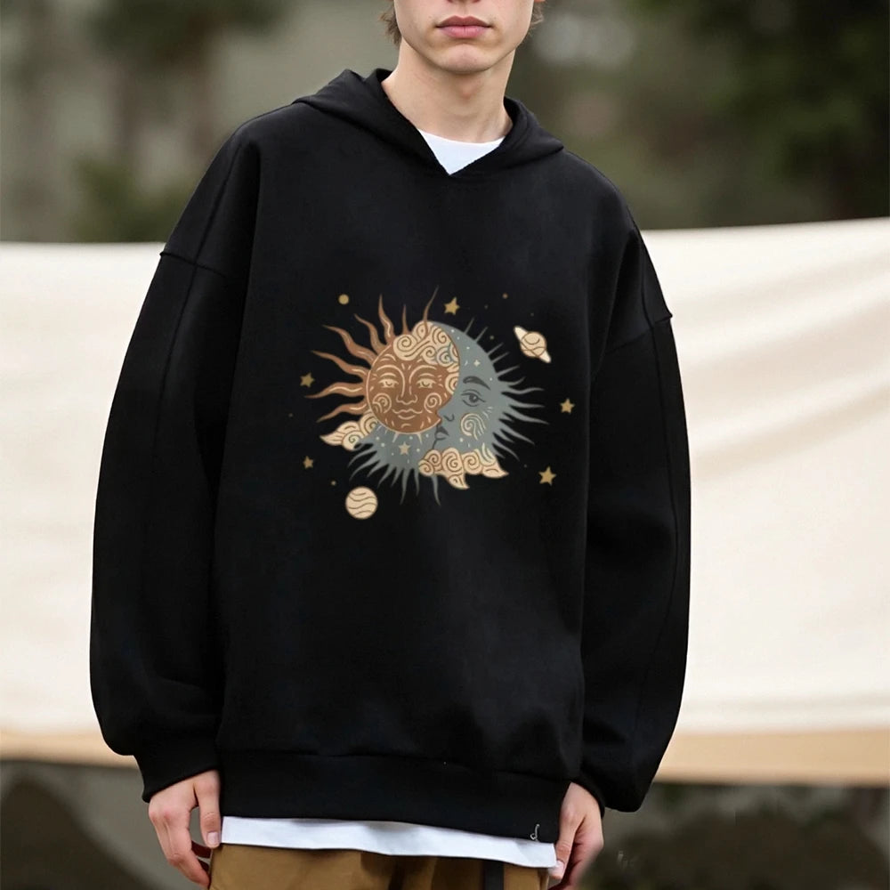 Unisex Cotton Sweatshirt Casual Relaxed Fit Long Sleeve Top