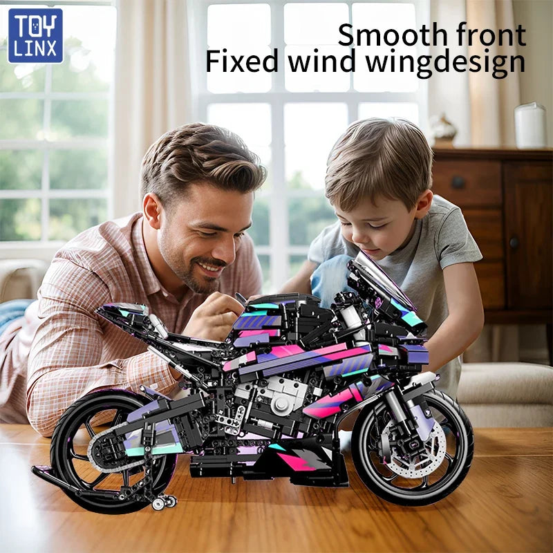 Kbox Motorcycle Racing Building Block Model for Desk Decor