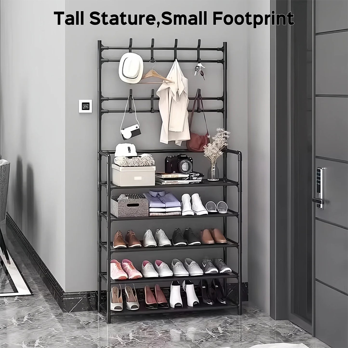Hign-concerned Coat Rack With Shoe Organizer Five Tier