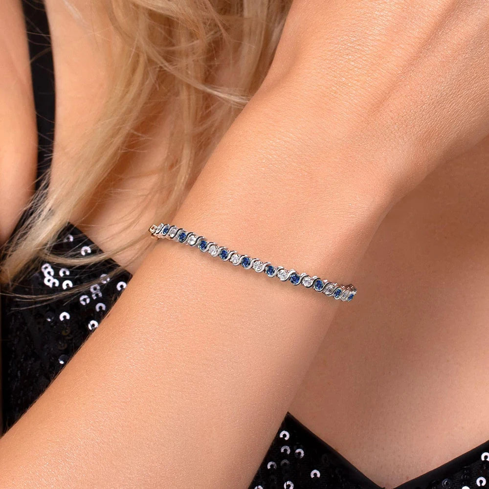 Kyanite 925 Sterling Silver Tennis Bracelet For Women