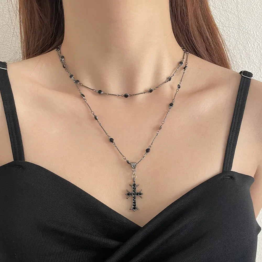 MAXBVYINGCN Crystal Cross Pendant Necklace For Women
