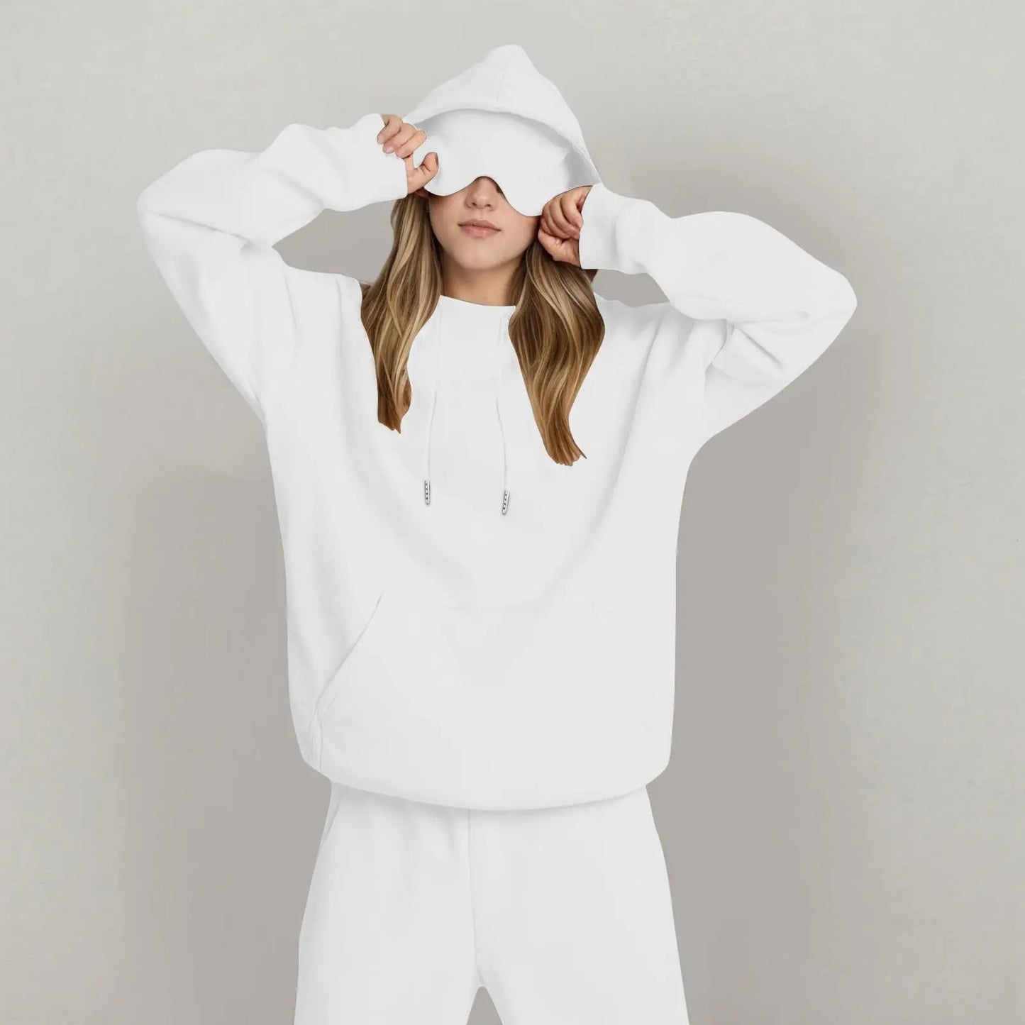 Unisex Hooded Sweatshirt With Built In Eye Mask Loose Fit