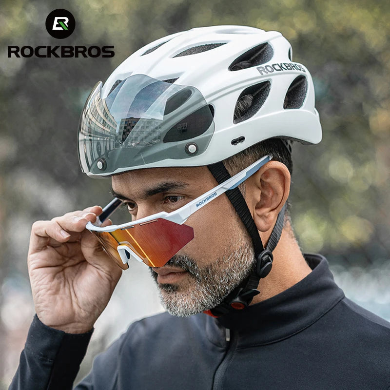 ROCKBROS Integrated Cycling Helmet Goggles For MTB Road