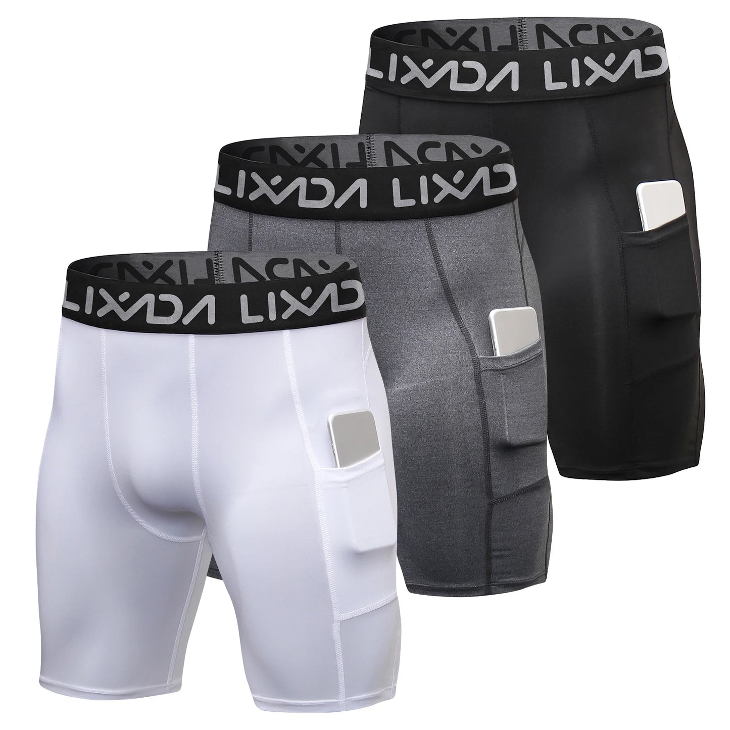 Lixada Men Sports Shorts Pack Active Workout With Pocket
