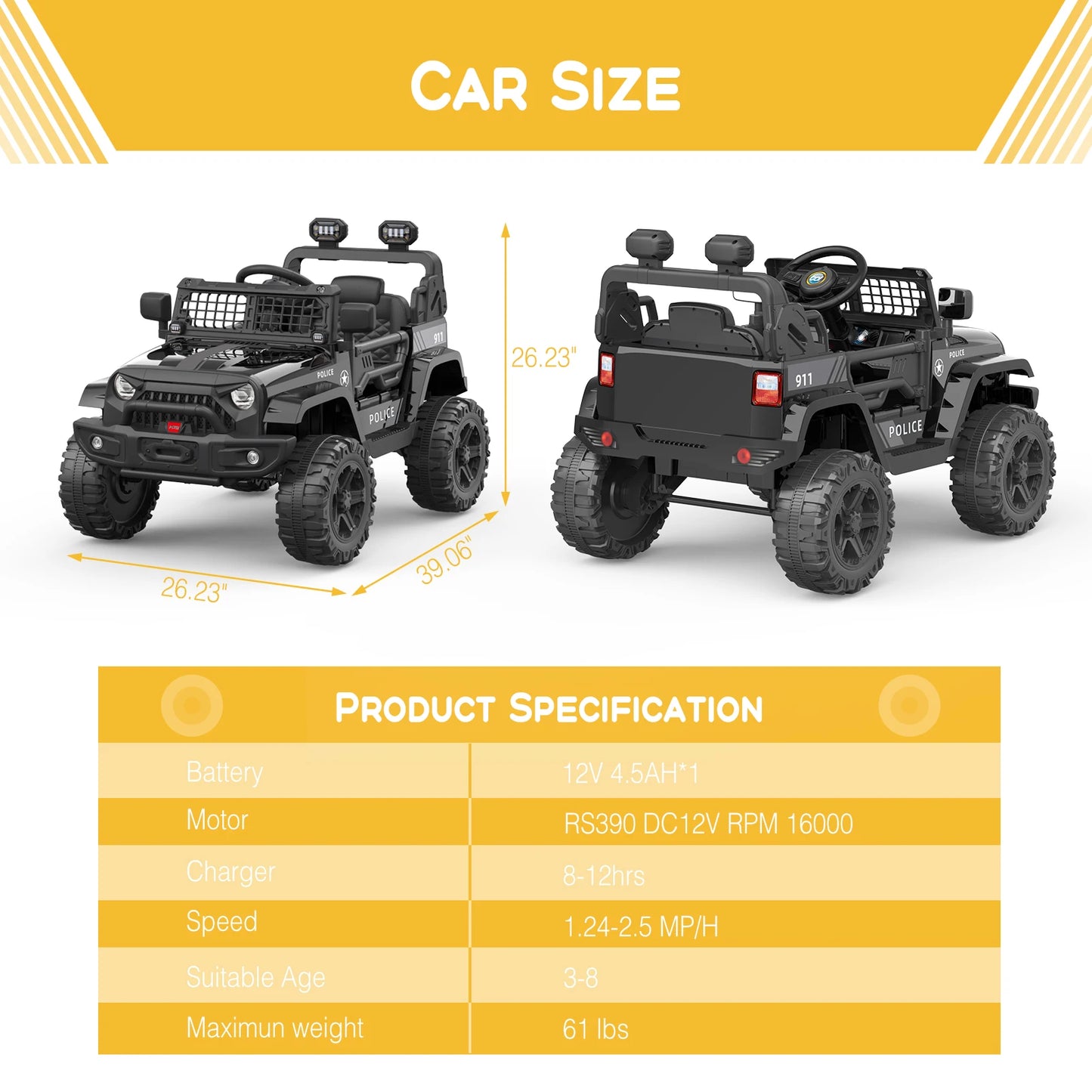 HiMISSE 12V Kids Ride On Car With Remote Control Truck