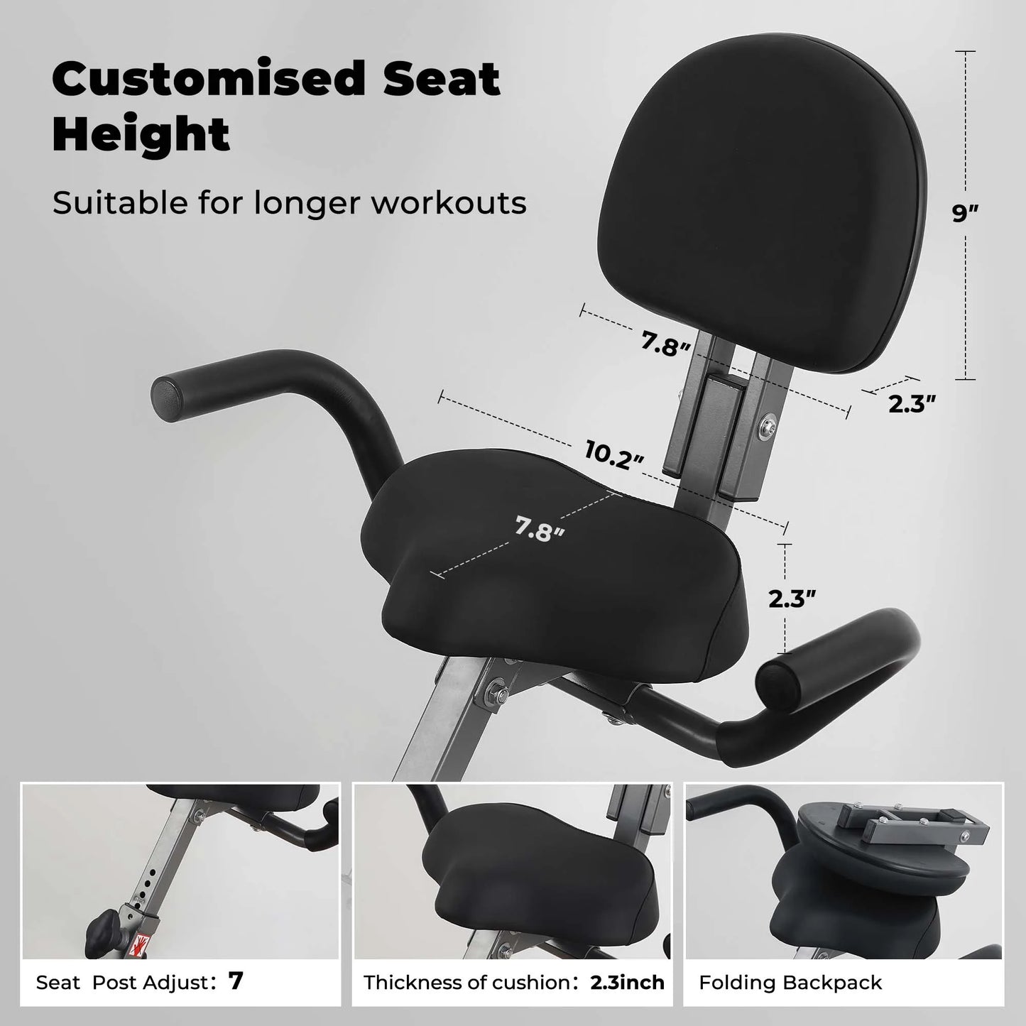 Folding Exercise Bike with Pulse Sensor and Arm Bands
