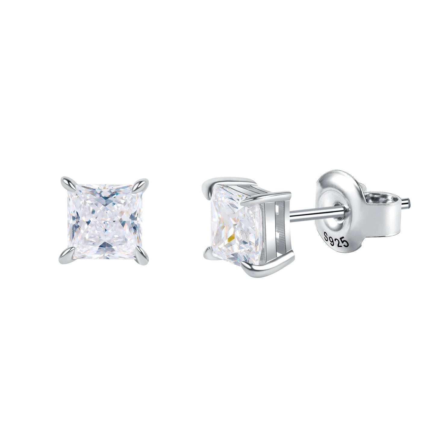 GEM'S BALLET Moissanite Stud Earrings 925 Sterling Princess