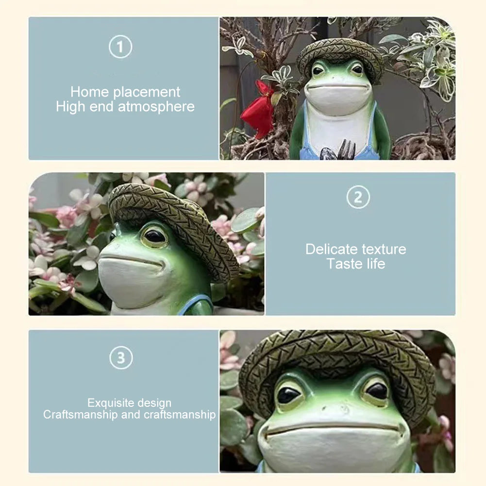Frog Resin Yard Decor Succulent Planter Figurine Outdoor