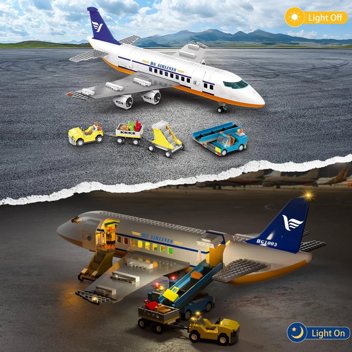 HOGOKIDS Airplane Building Set With LED Plane Blocks