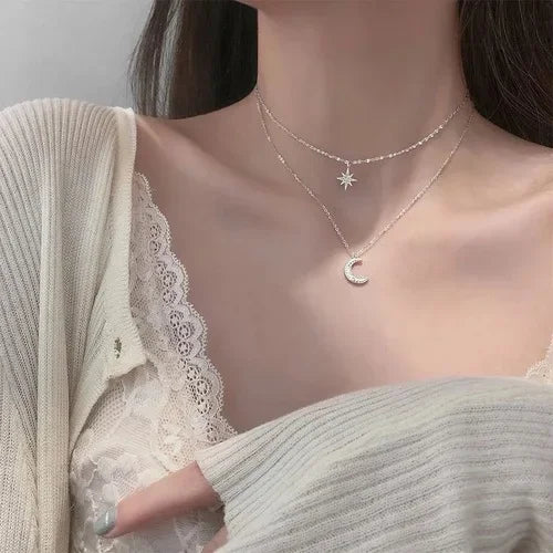 MIHJUSFDHCN Pearl Necklace Double Layer Bead Pendant