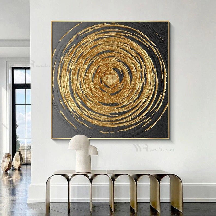 YYR Wall Art Handmade Gold Texture Canvas Oil Painting