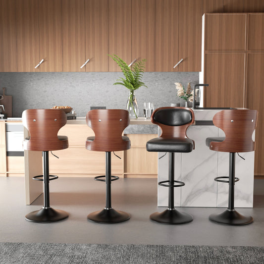 Nalupatio Bar Stool Set With Backrest And PU Leather
