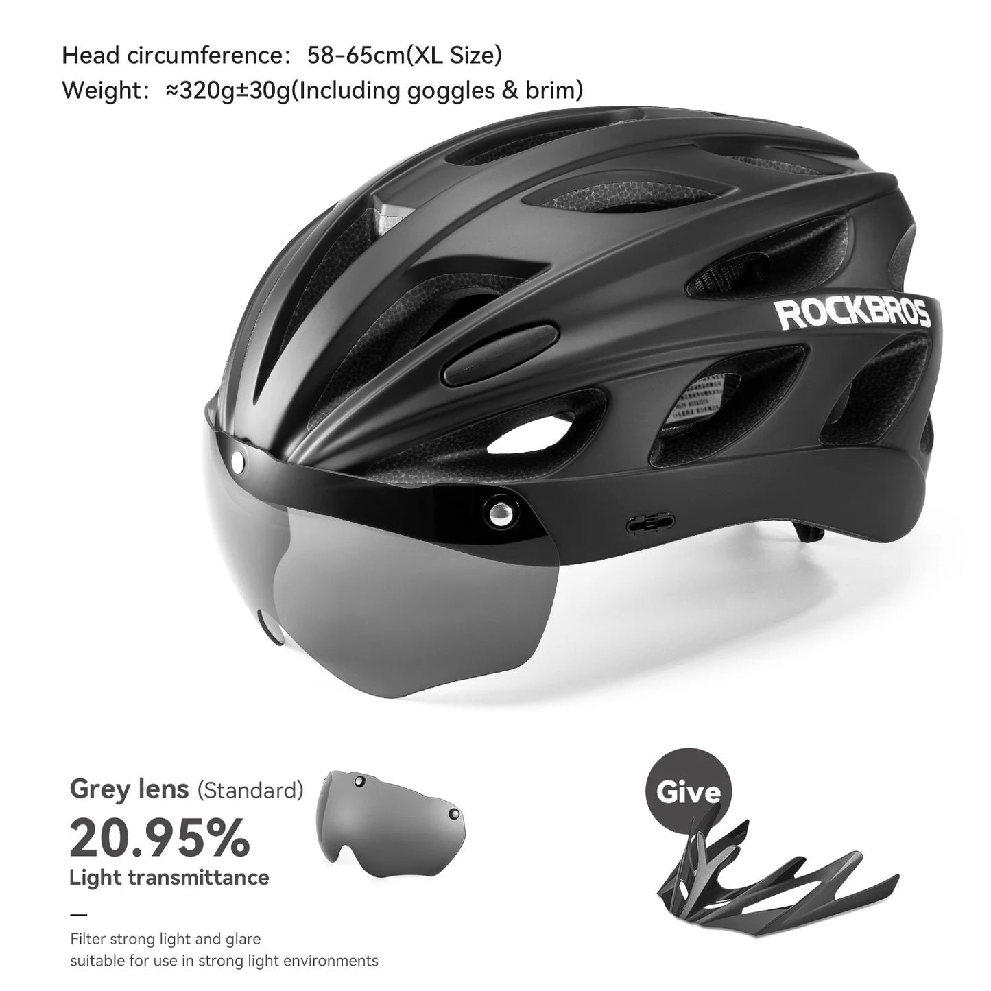 ROCKBROS Integrated Cycling Helmet Goggles For MTB Road