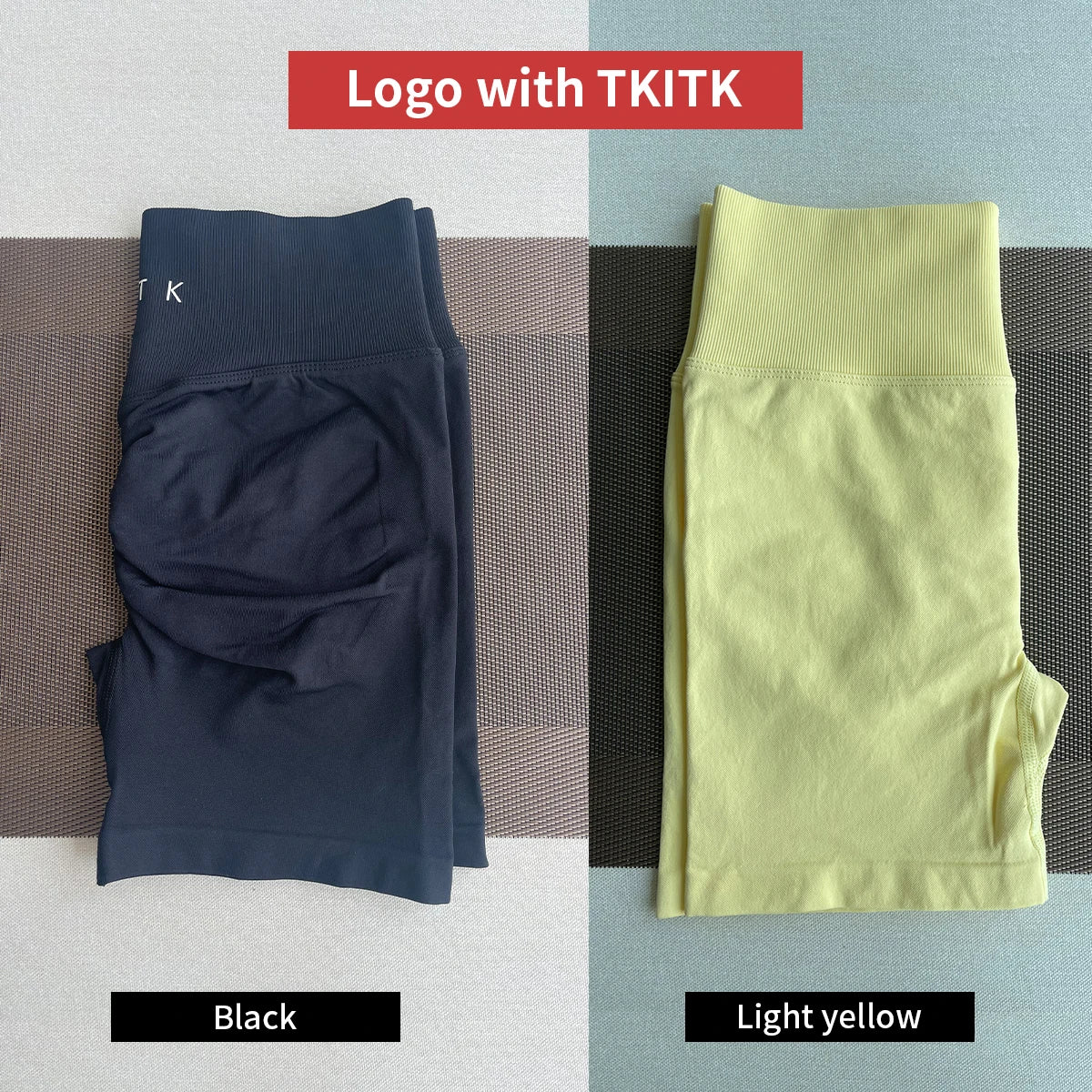 TKITK Seamless Women Yoga Shorts 2 Pack Soft Gym Running