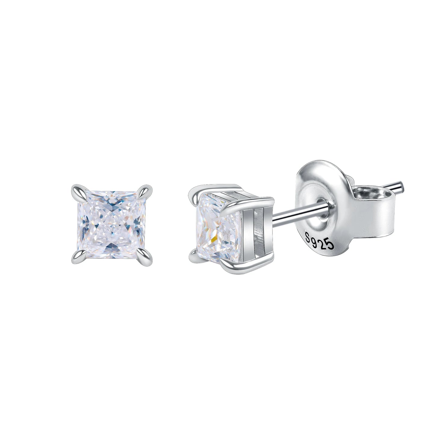 GEM'S BALLET Moissanite Stud Earrings 925 Sterling Princess