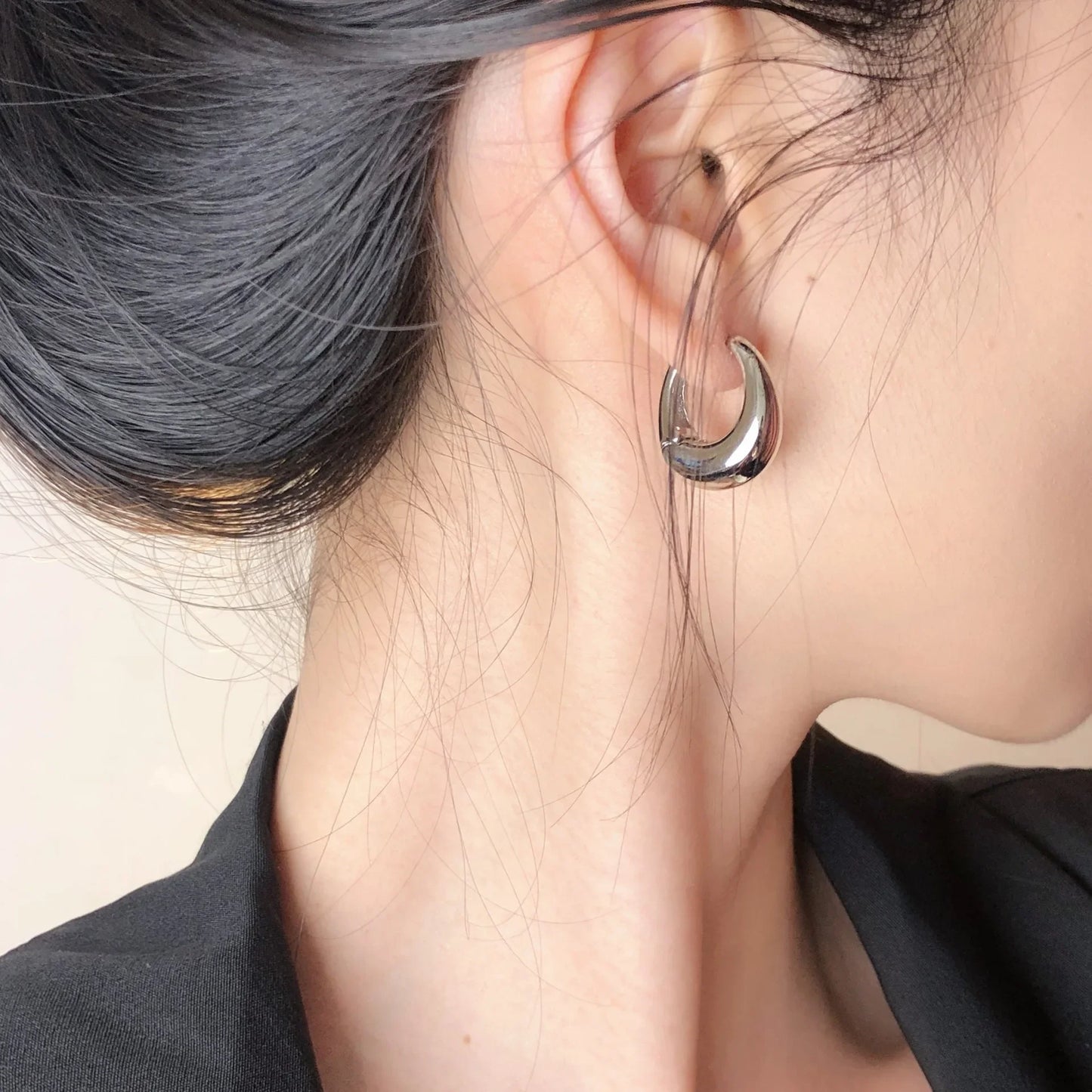 CN Stainless Steel Chunky Hoop Earrings for Women Fashion