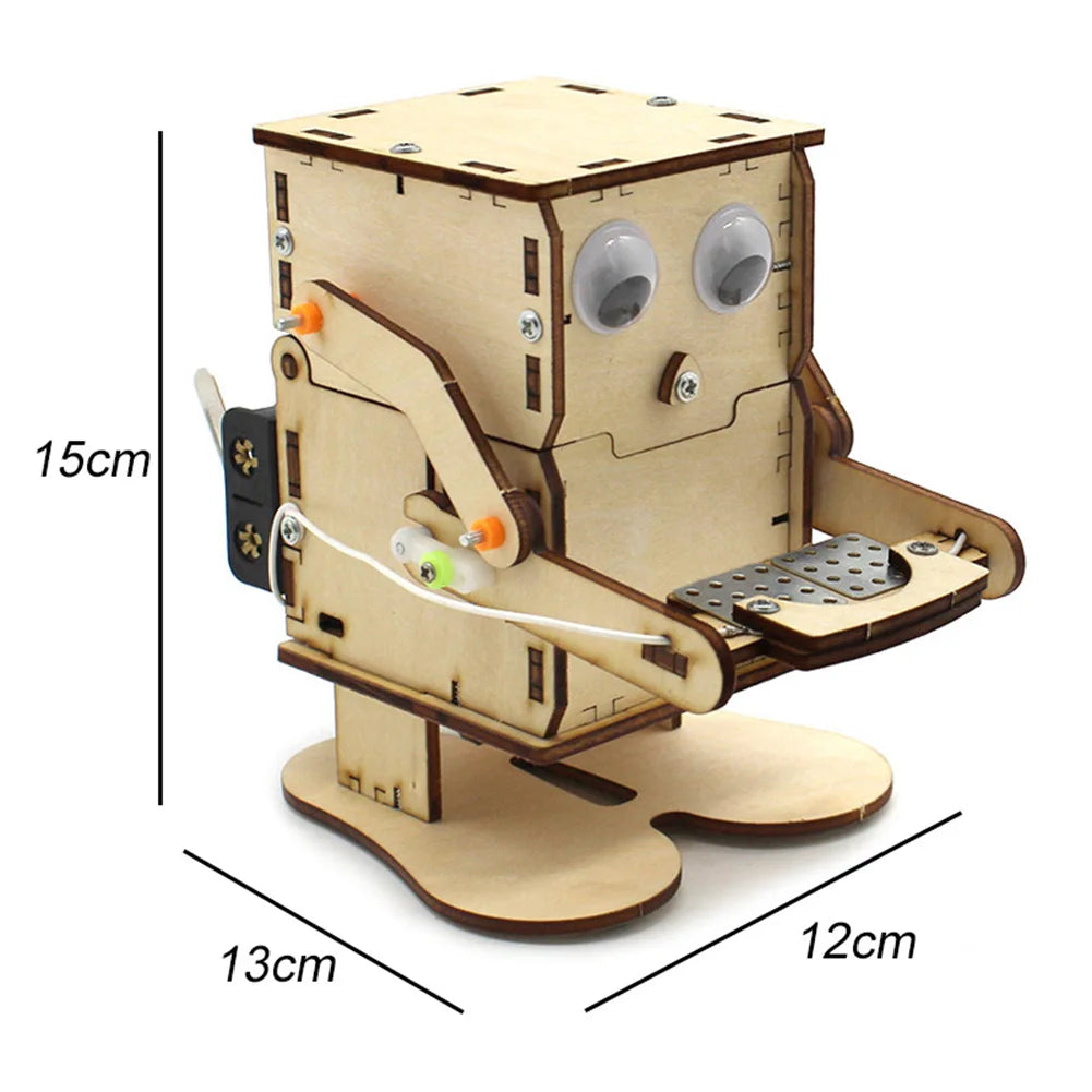 Robot Eating Coin Wood DIY STEM Kit Educational Toy