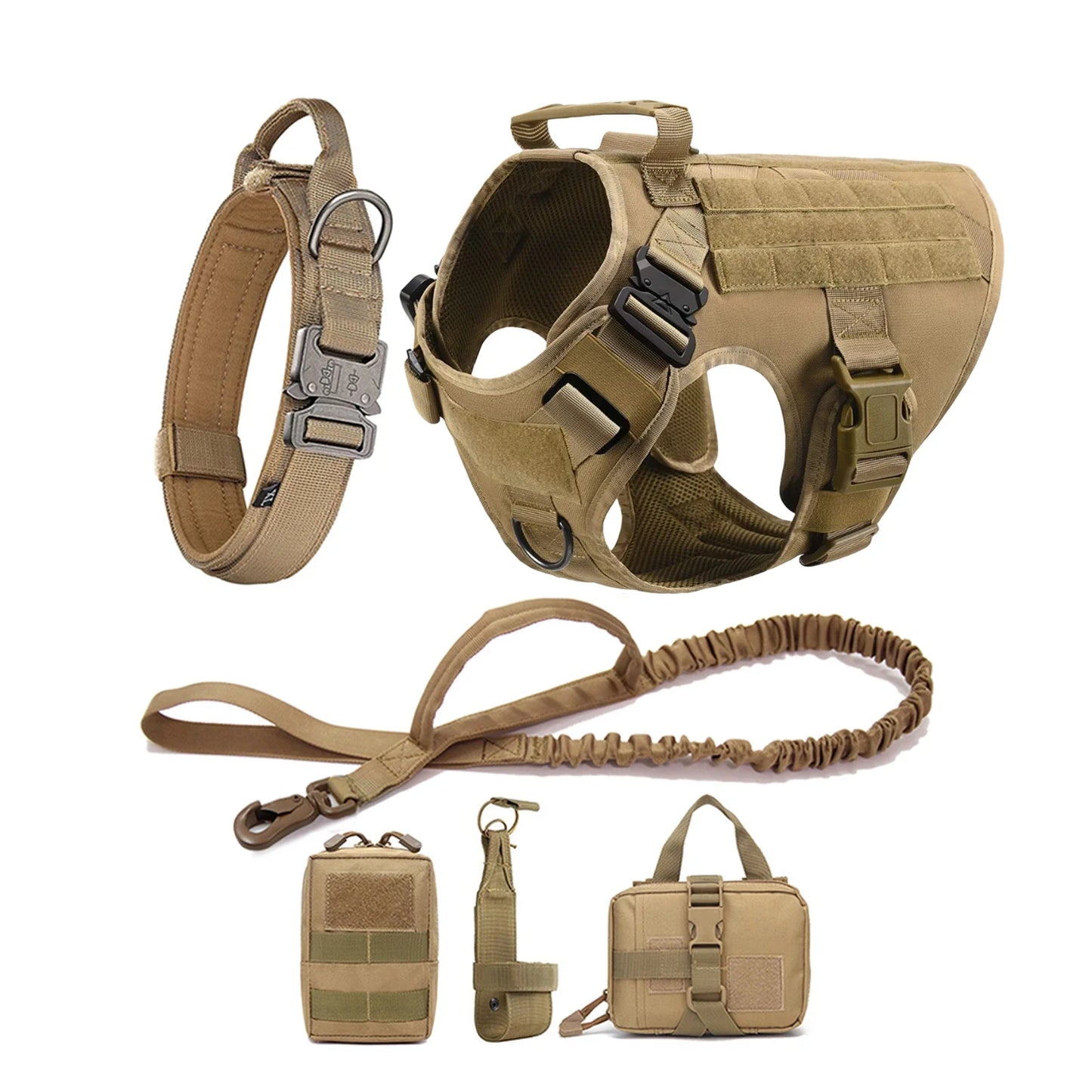 Military Dog Harness Vest With Molle Pouches For Large