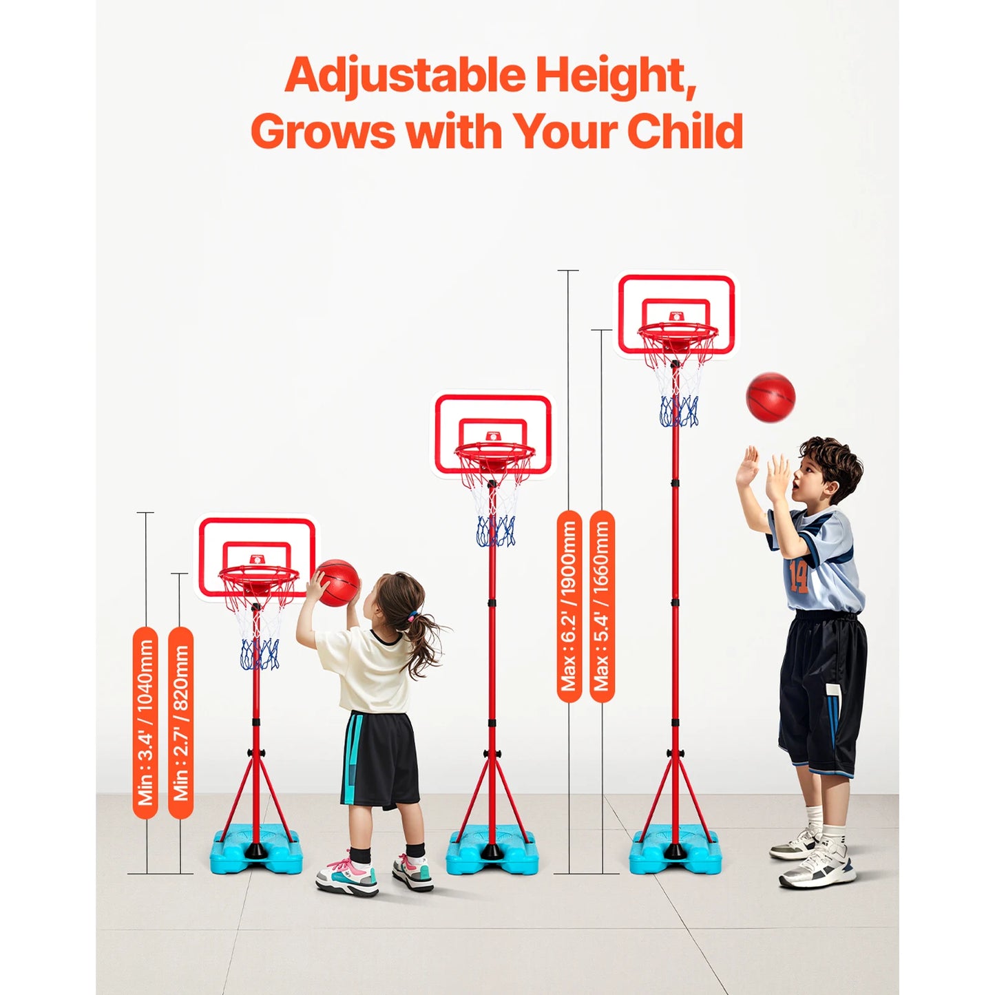 SucceBuy Toddler Adjustable Basketball Hoop For Kids Outdoor