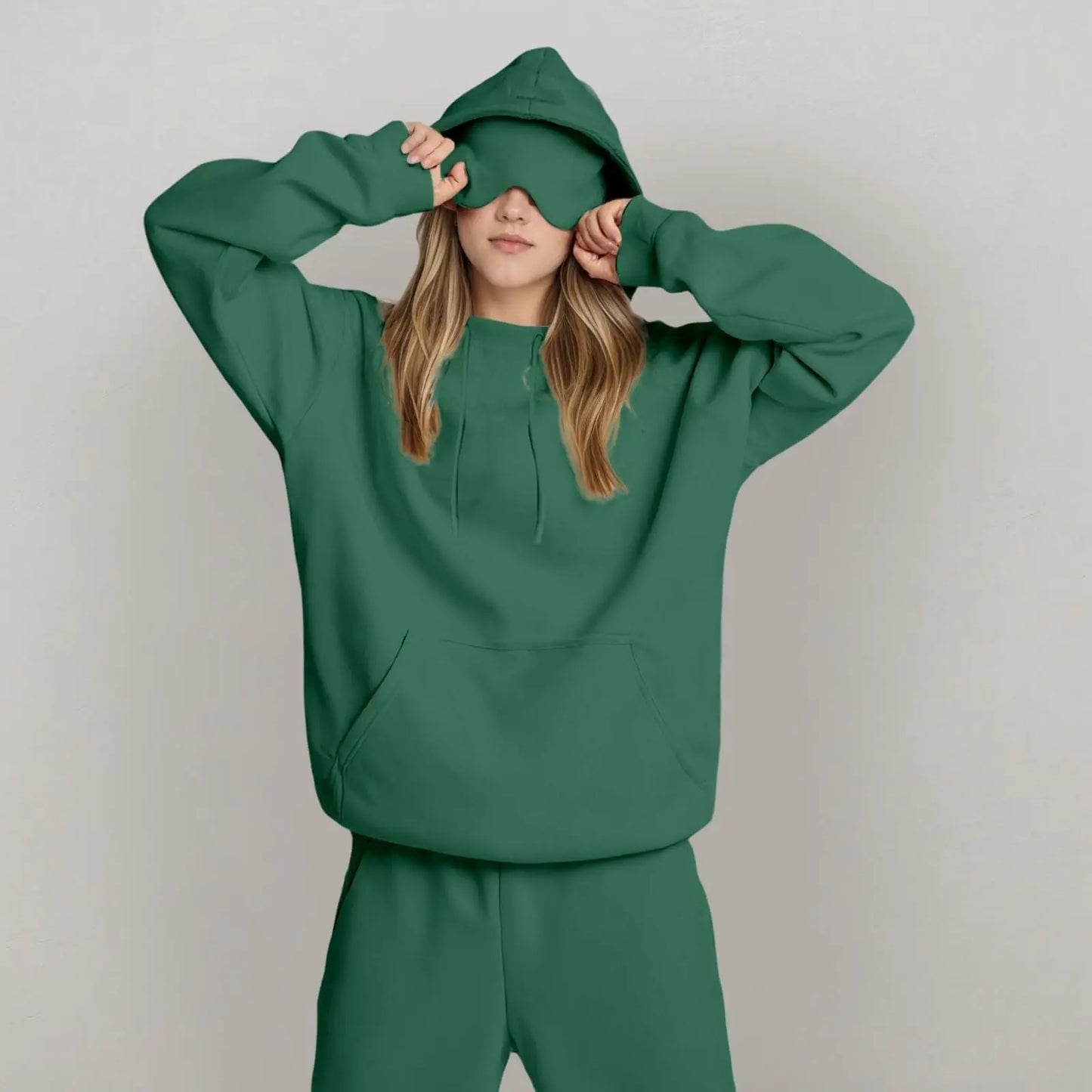 Unisex Hooded Sweatshirt With Built In Eye Mask Loose Fit