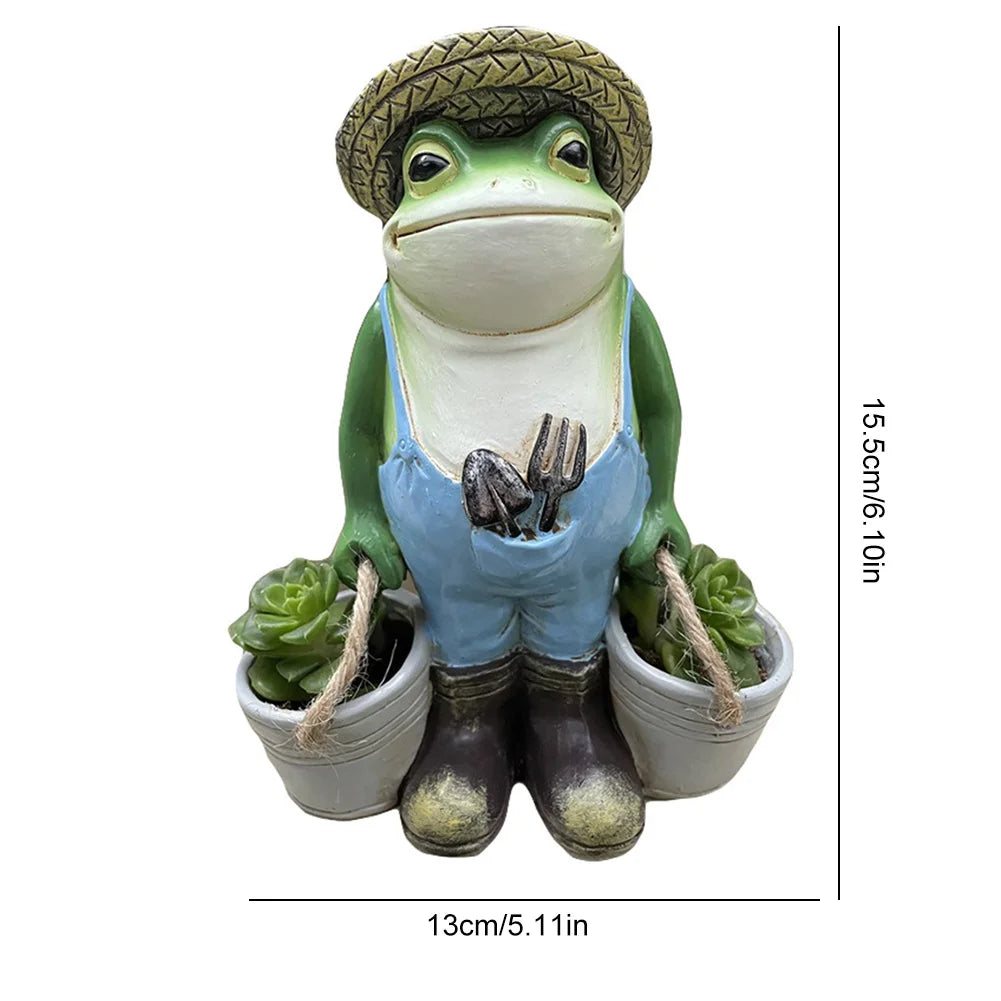 Frog Resin Yard Decor Succulent Planter Figurine Outdoor
