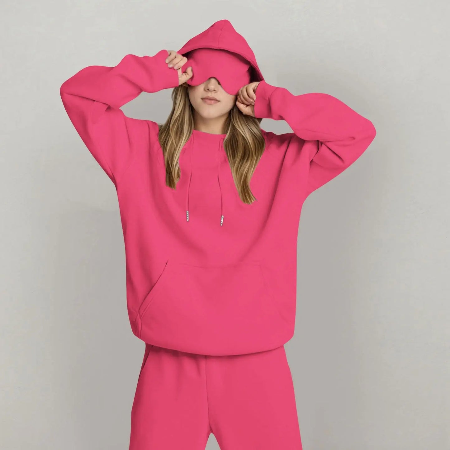Unisex Hooded Sweatshirt With Built In Eye Mask Loose Fit