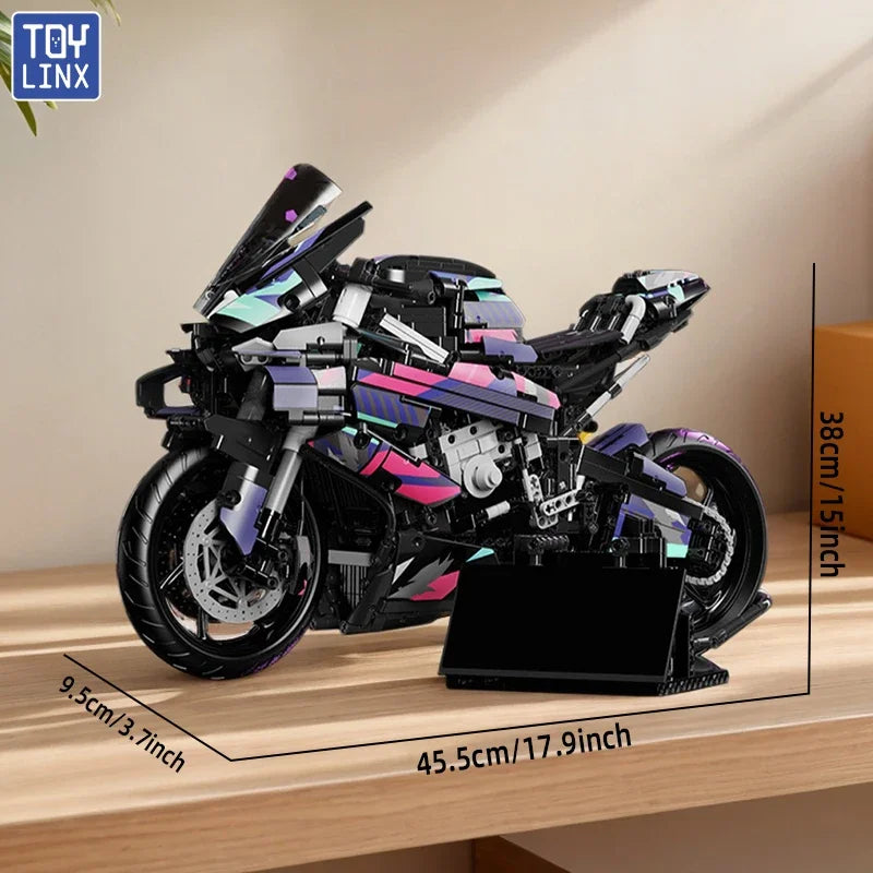 Kbox Motorcycle Racing Building Block Model for Desk Decor