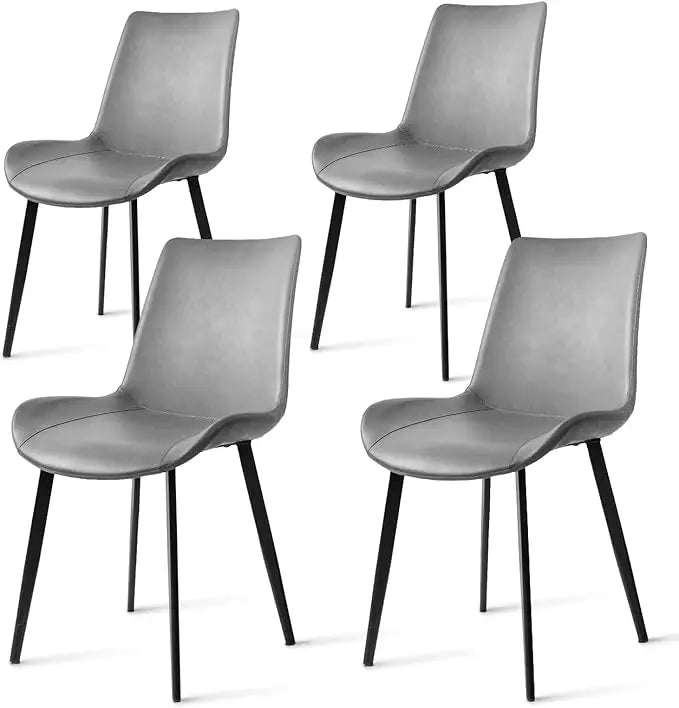 HUANZHUANG Modern PU Leather Dining Chairs With Metal Legs