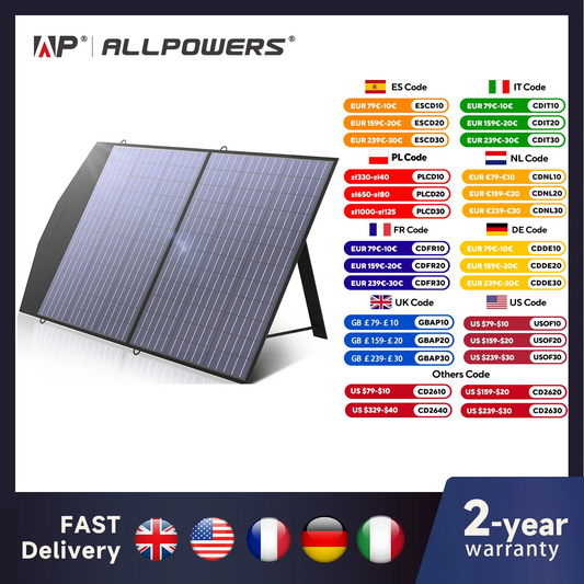 ALLPOWERS 18V 100W Foldable Solar Panel For Portable Power