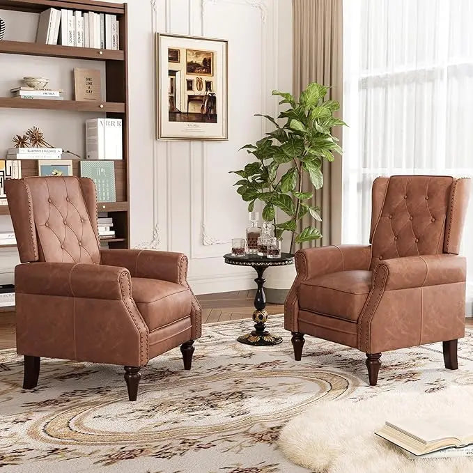 Mid Century Modern PU Leather Accent Chairs Set of 2