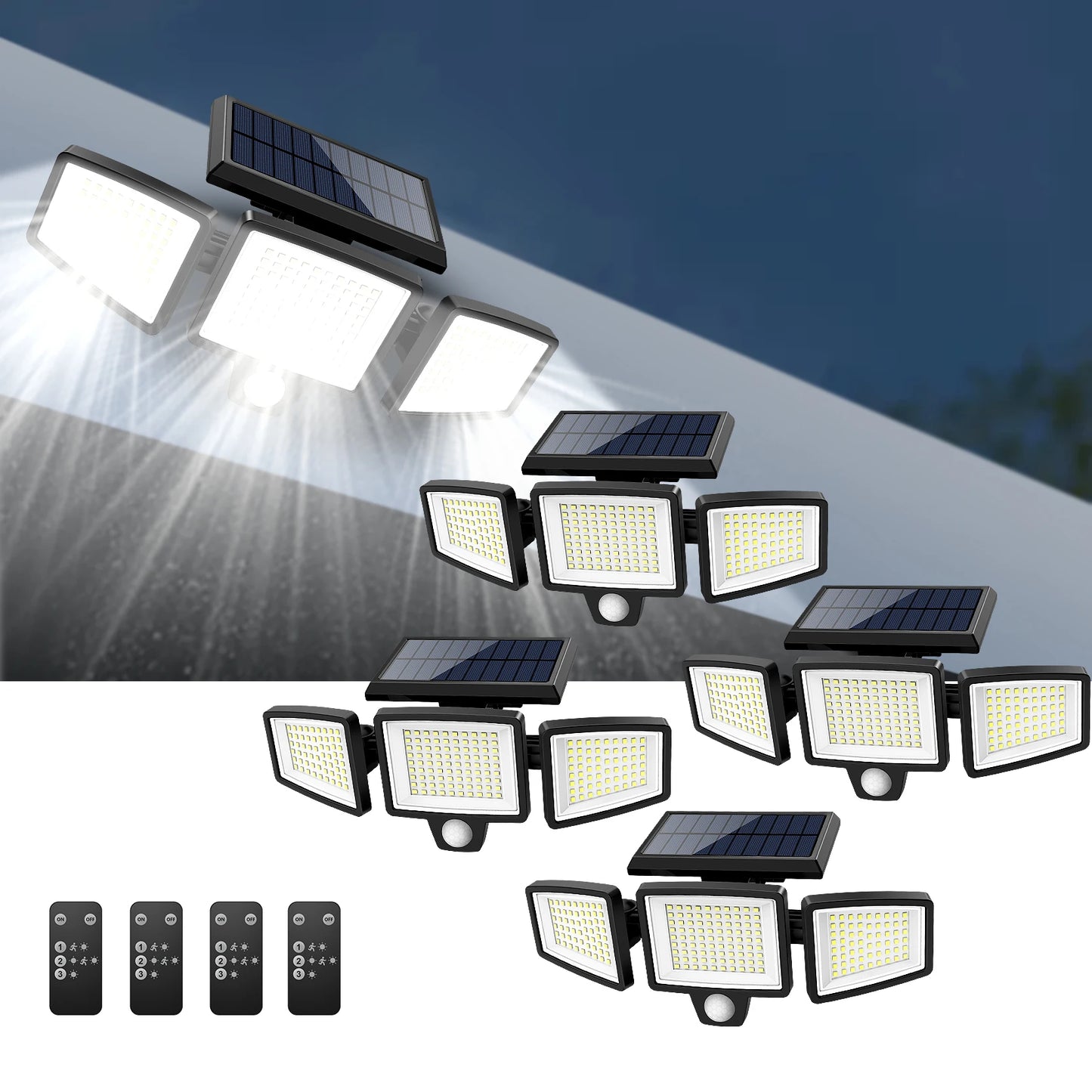 SZRSTH Three Head Solar Motion Sensor Light With 200 LEDs