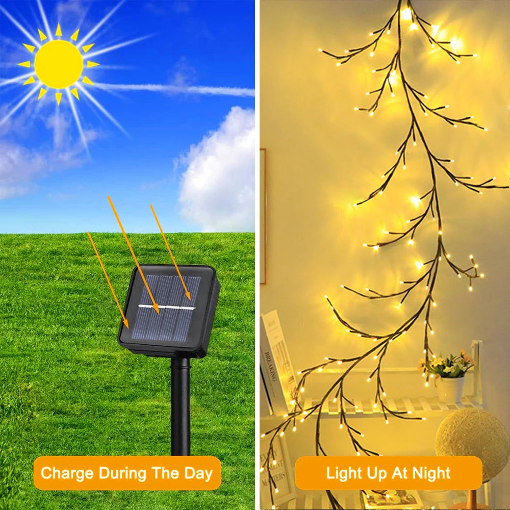 WELPUR Solar LED String Lights Outdoor Tree And Vine 96LED