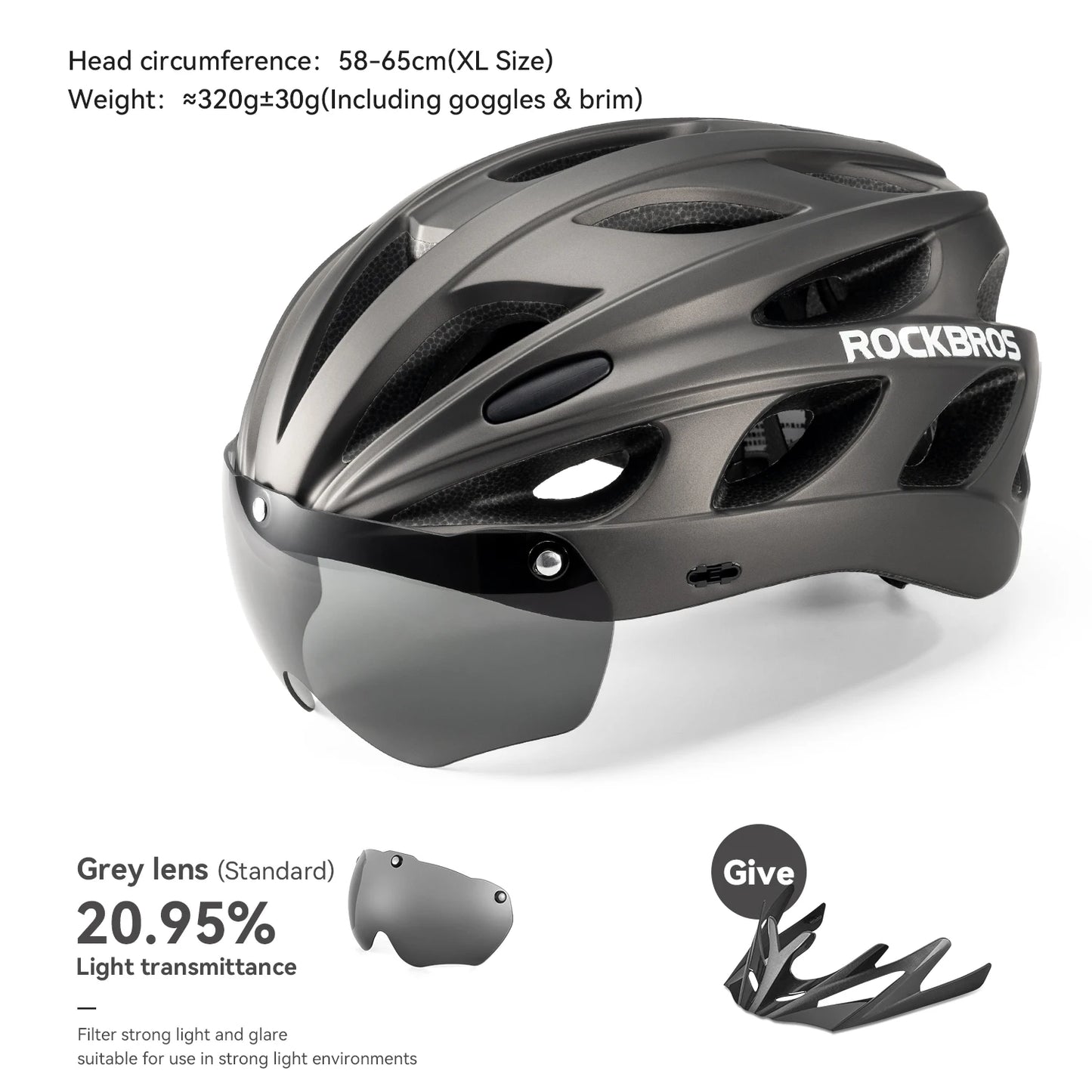 ROCKBROS Integrated Cycling Helmet Goggles For MTB Road
