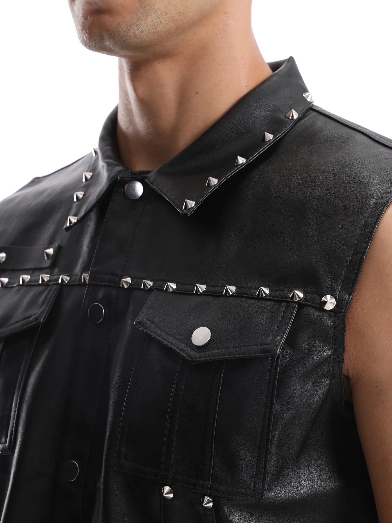 CN Zhejiang Men Punk Sleeveless Waistcoat Denim Jacket