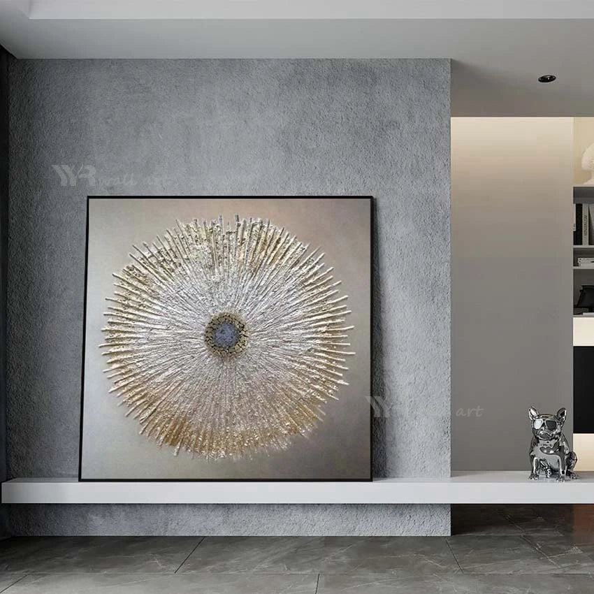 YYR Wall Art Handmade Gold Texture Canvas Oil Painting