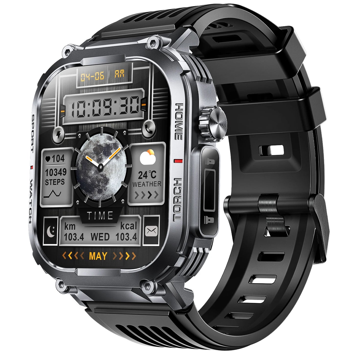 LaNikar Men Smart Watch 3ATM 2.02 Inch Compass LED HR