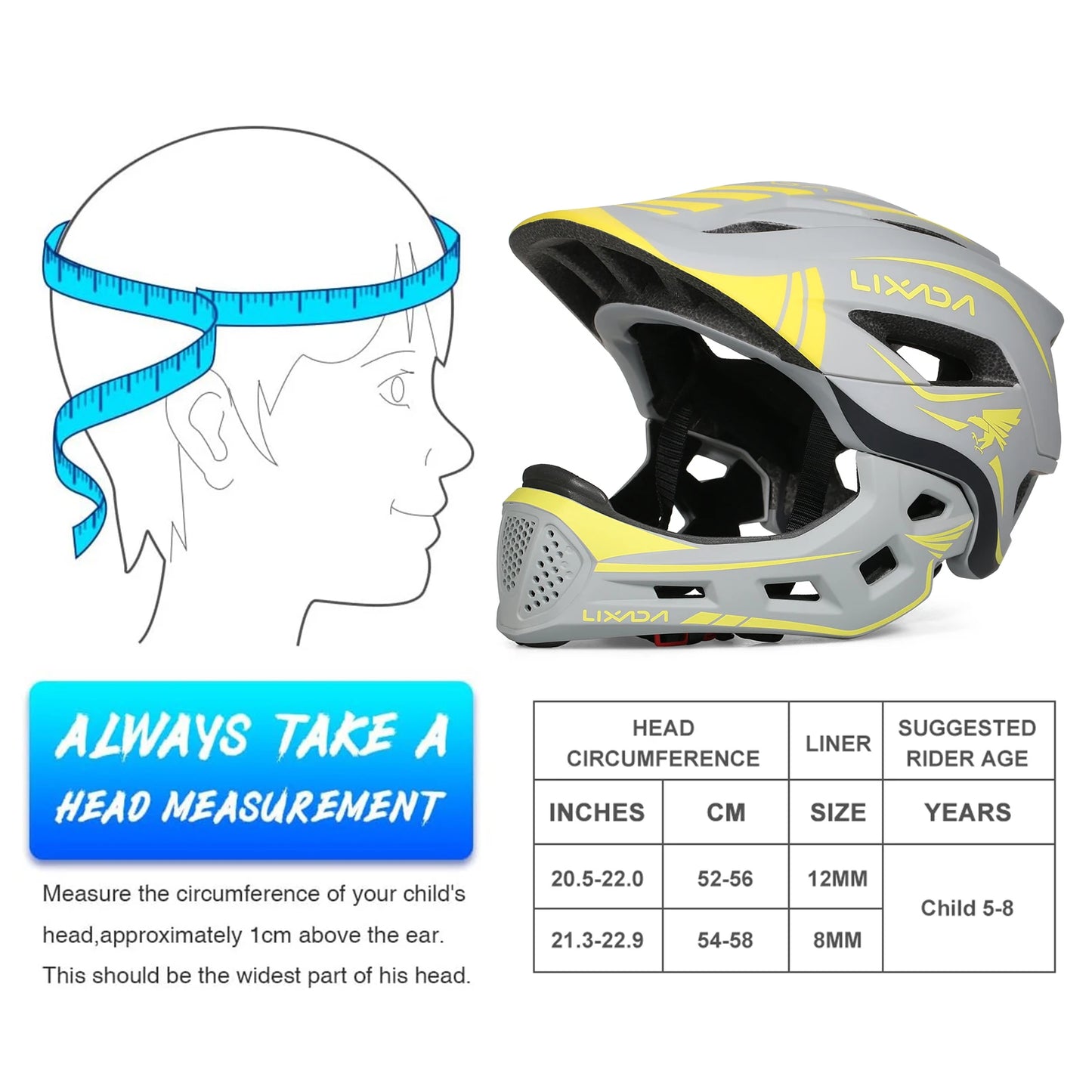 Qiilu Kids Bicycle Helmet Full Face Safety Cycling Helmet
