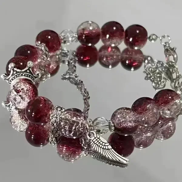 Belleper Luxury Glass Beaded Bracelet Butterfly Tassel