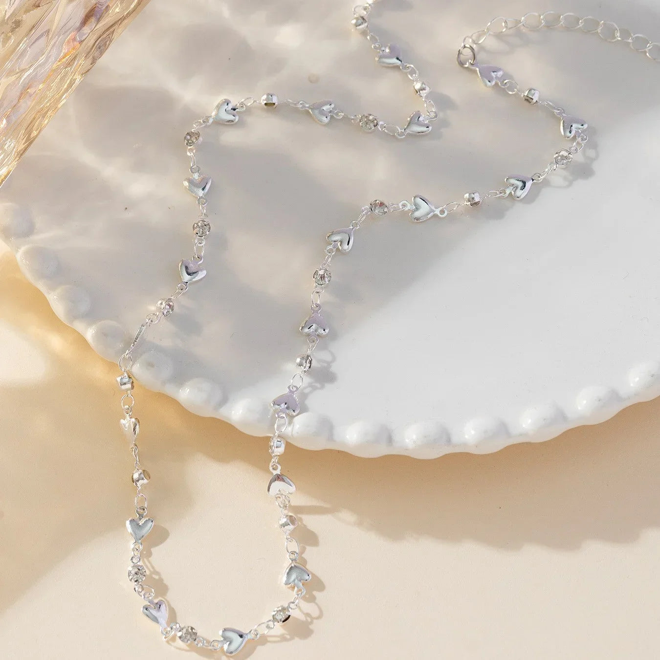 Rinhoo Y Shaped Glass Necklace Collarbone Chain Jewelry