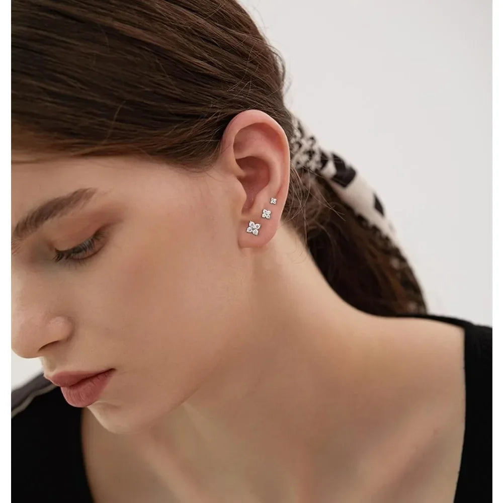 Zhejiang Sterling Silver 3 Pairs Tiny Stud Earrings Women