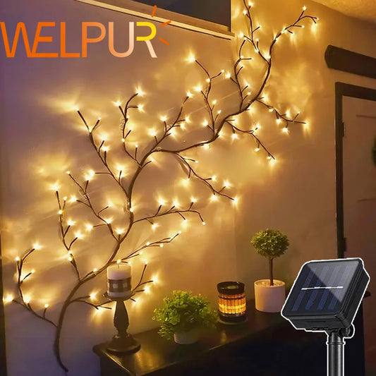 WELPUR Solar LED String Lights Outdoor Tree And Vine 96LED