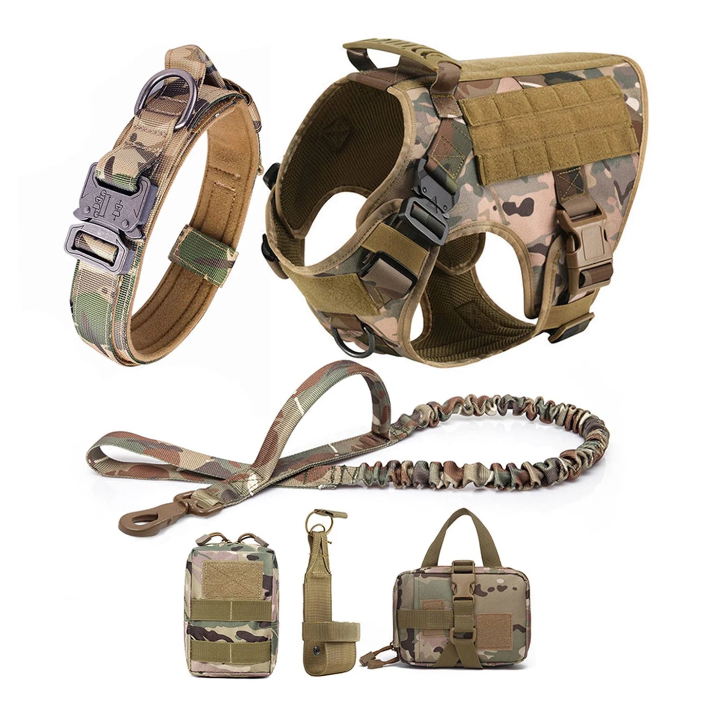 Military Dog Harness Vest With Molle Pouches For Large
