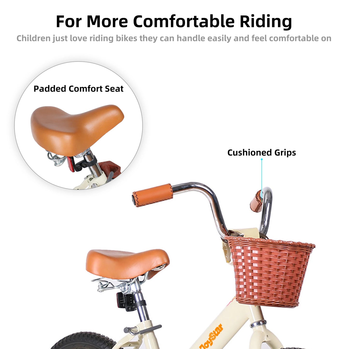 JOYSTAR Vintage Kids Bike With Training Wheels And Basket
