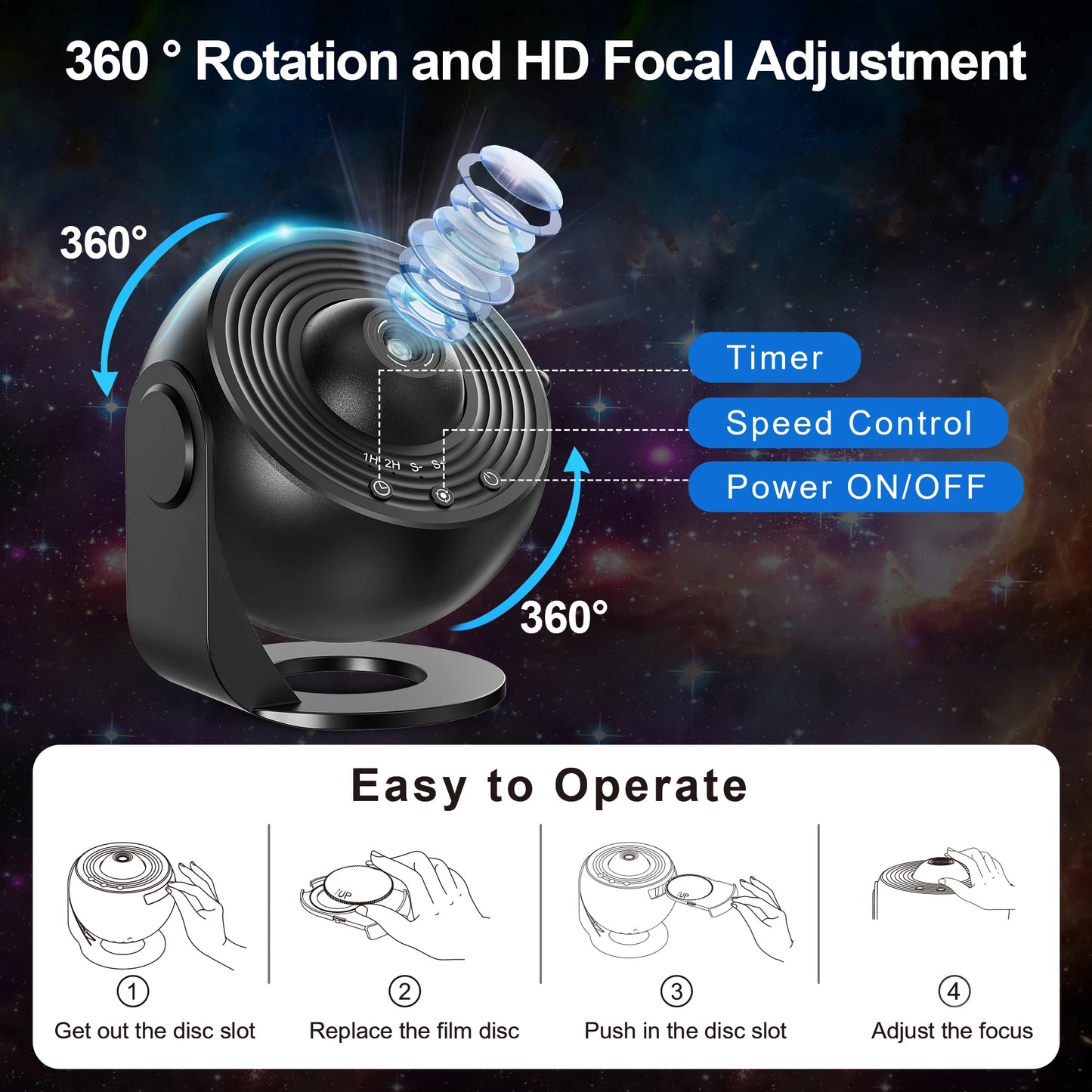 Aiopp Galaxy Projector Planetarium Night Sky Light For Kids