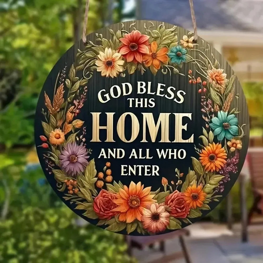 Helloyoung Floral Wreath Welcome Sign Home Decor