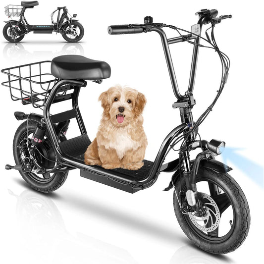 Caroma Electric Scooter with Seat and Fat Tires